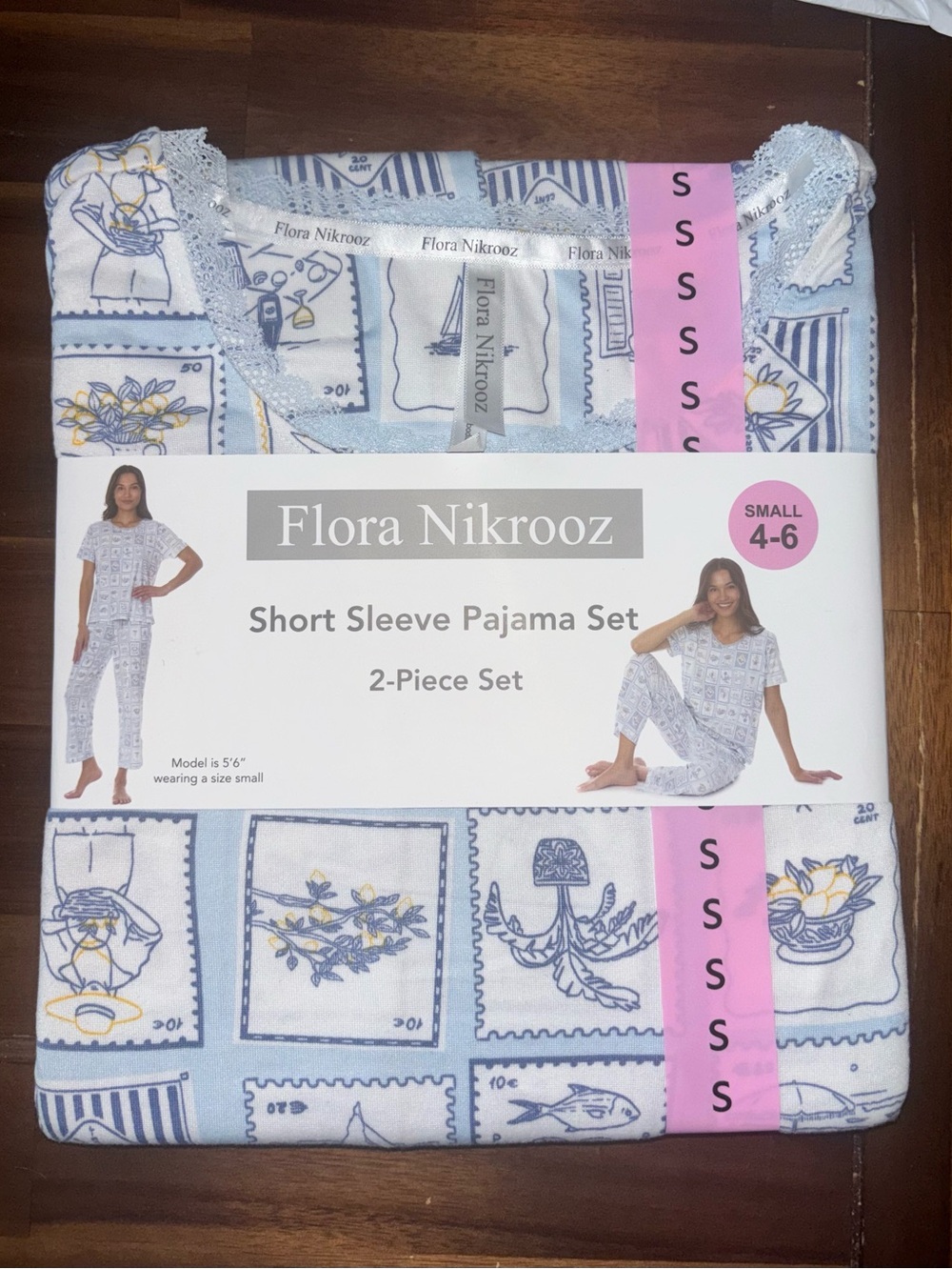 Flora Nikrooz Kids Short Sleeve Pajama Set - Light Blue and Yellow Print